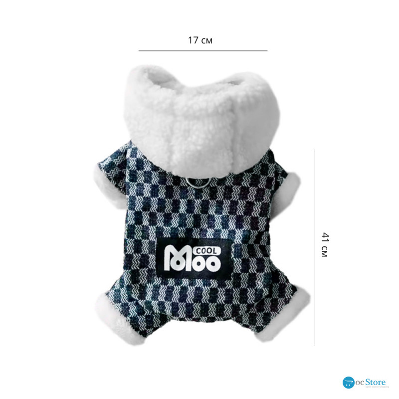 Комбинезон с капюшоном для собак Moo 2410SXMJ0172 тедди с петлей для поводка Dark Blue M
