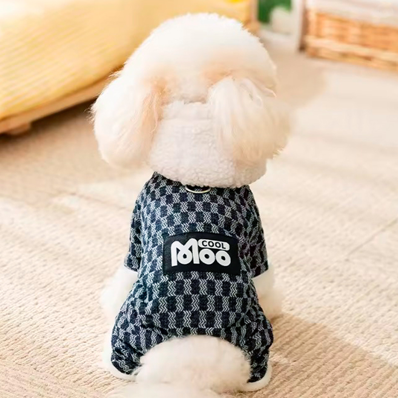 Комбинезон с капюшоном для собак Moo 2410SXMJ0172 тедди с петлей для поводка Dark Blue S