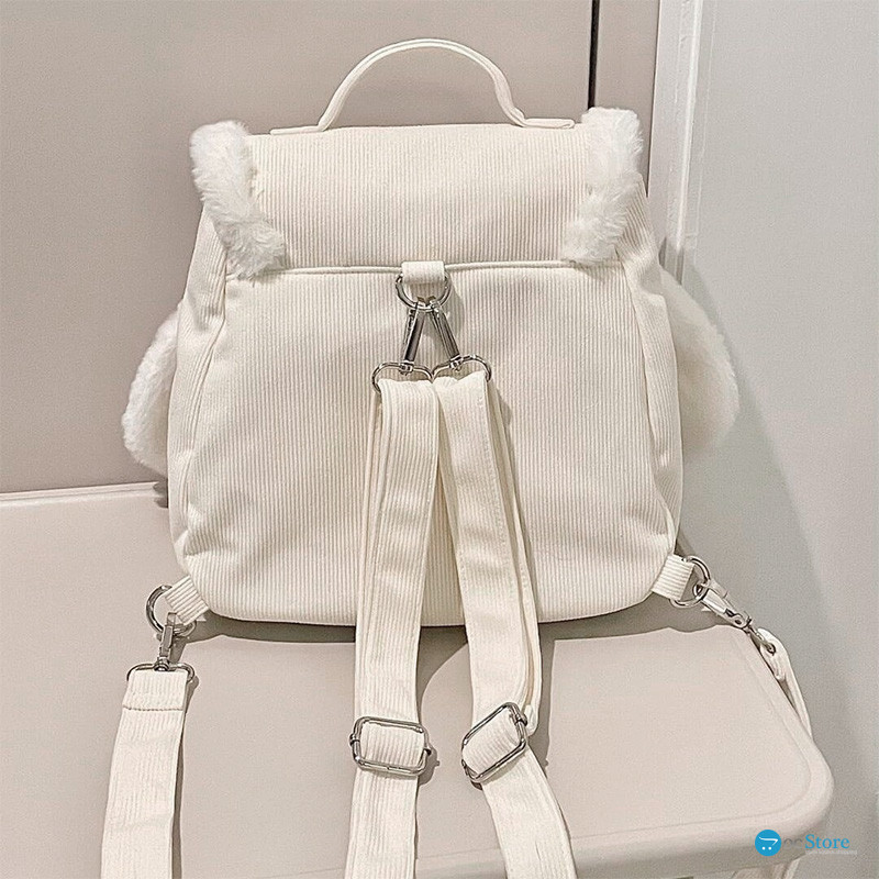 Детский рюкзак-сумка 36262 плюшевый мягкий с ушками White