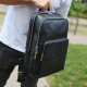 Класичний чоловічий рюкзак зі шкіри 42х30х16, практичний аксесуар для ноутбука та документів, чорний