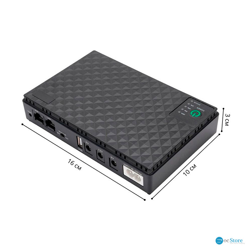 ИБП Andes DC10 для WI-Fi роутера 5V 9V 12V 10400mAh с защитой от короткого замыкания Black