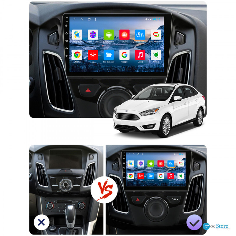 Штатная магнитола Lesko для Ford Focus III 2011-2015 экран 9" 2/32Gb Wi-Fi GPS Base
