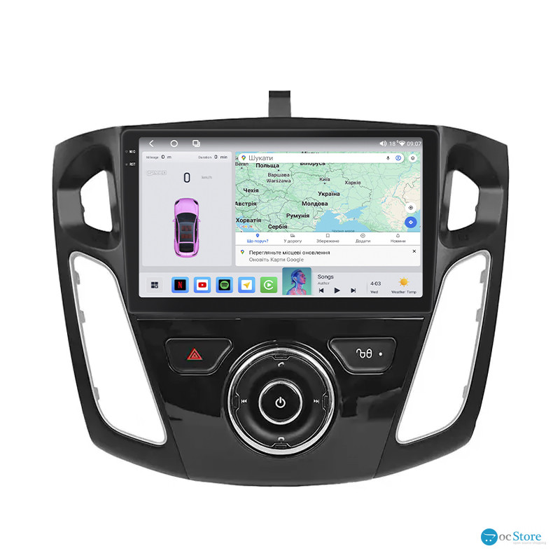 Штатная магнитола Lesko для Ford Focus III 2011-2015 экран 9" 4/64 QLED CarPlay 4G Wi-Fi GPS 360 Prime