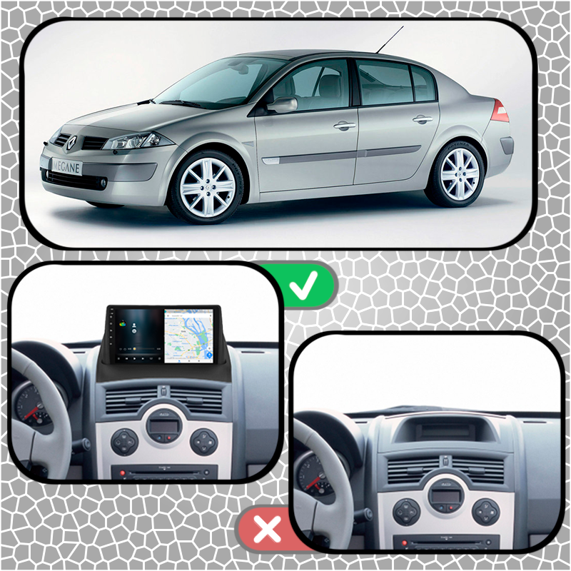 Штатная магнитола Lesko для Renault Megane II 2002-2006 экран 9" 2/32Gb Wi-Fi GPS Base