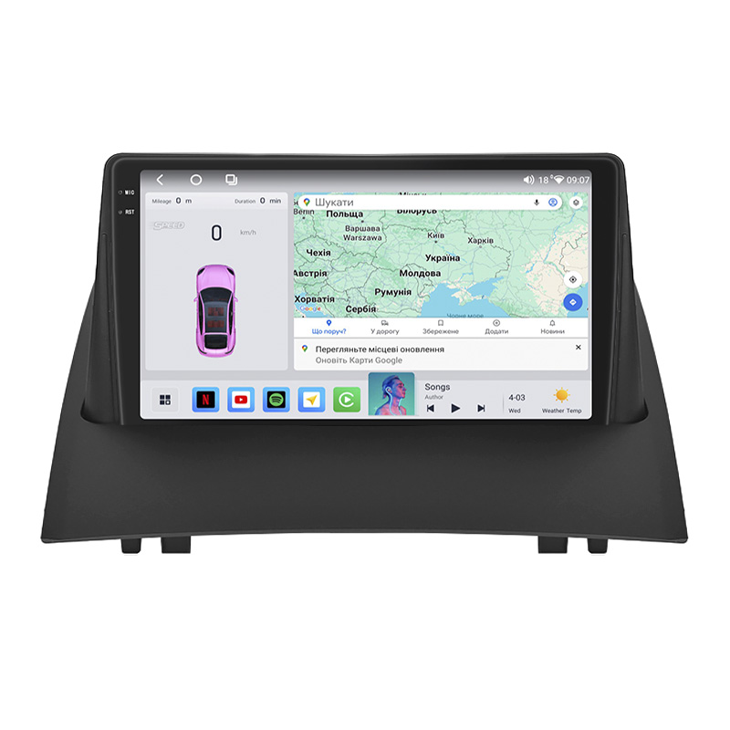 Штатная магнитола Lesko для Renault Megane II 2002-2006 экран 9" 4/64 QLED CarPlay 4G Wi-Fi GPS 360 Prime