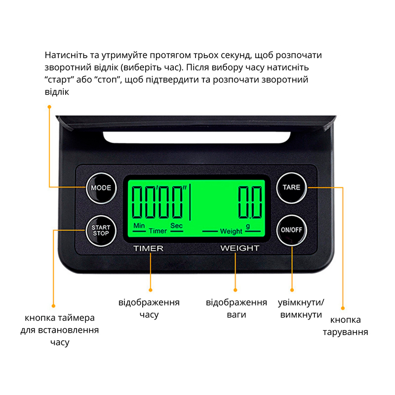 Весы с таймером для кофе Choxila MS-K07 электронные для бариста с резиновым ковриком настольные для кофейни Black 3 кг