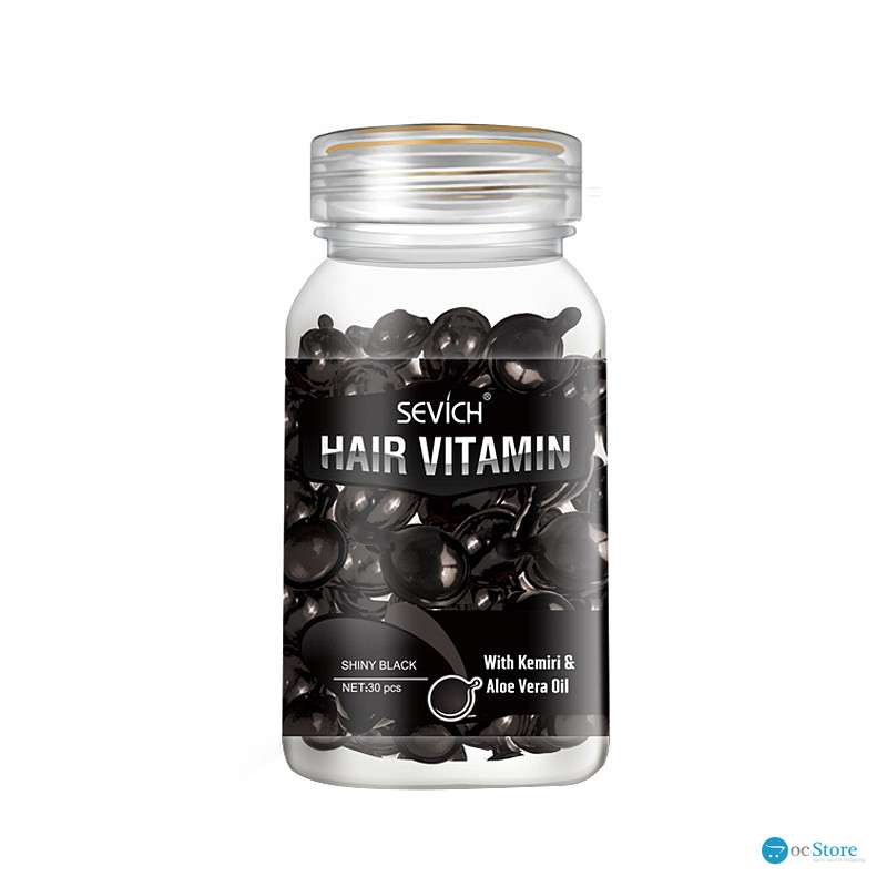 Витаминные капсулы для волос Sevich Hair Vitamin с маслом Кукуи и Алоэ Вера для темных волос и защиты от солнца черные 30шт