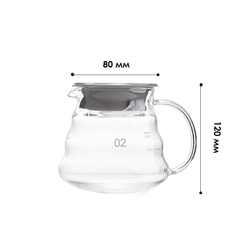 Сервер Choxila 11736 графин для приготовления кофе заварник для пуровера стеклянный 500 мл