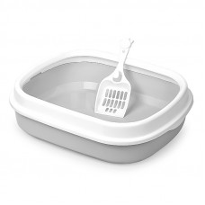 Туалет лоток для кошек с лопаткой Taotaopets 225501 46*38*13 см Gray