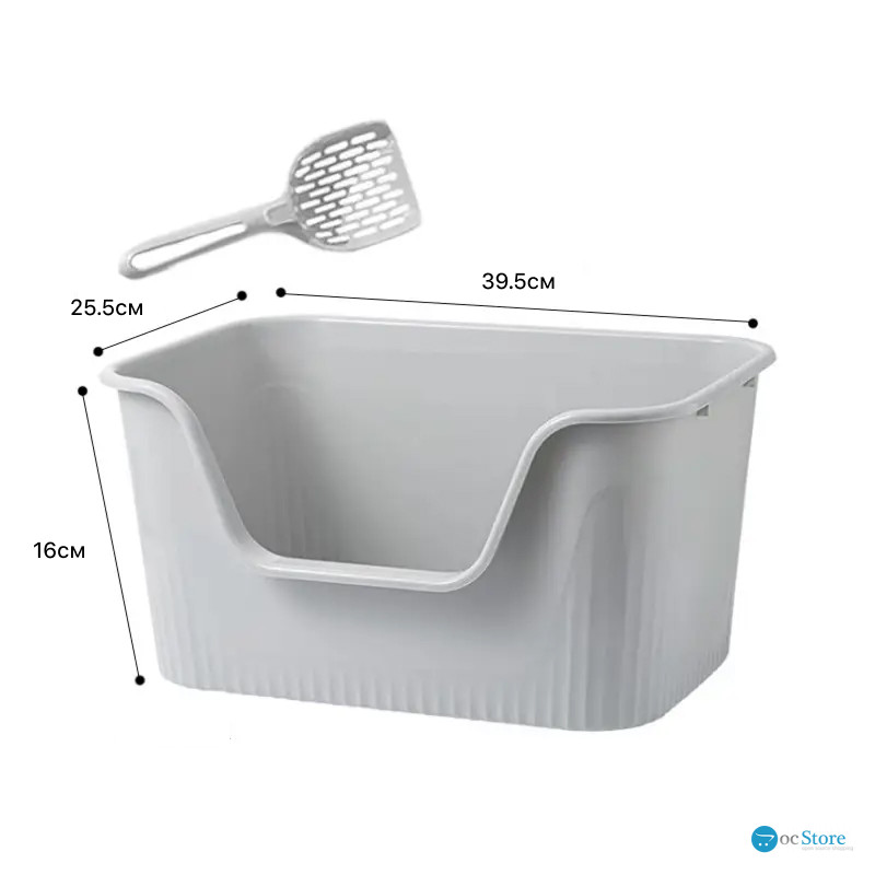 Туалет лоток для кошек с лопаткой Taotaopets 262207 Gray