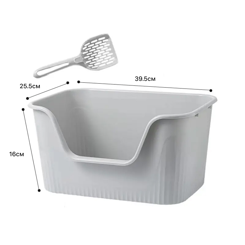 Туалет лоток для кошек с лопаткой Taotaopets 262207 Gray