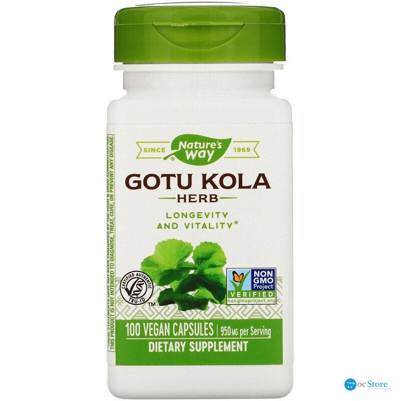 Готу кола, Gotu Kola Herb, Nature's Way, 950 мг, 100 капcул