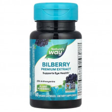 Чорниця, Bilberry, Nature's Way, преміум екстракт, 60 веганських капсул