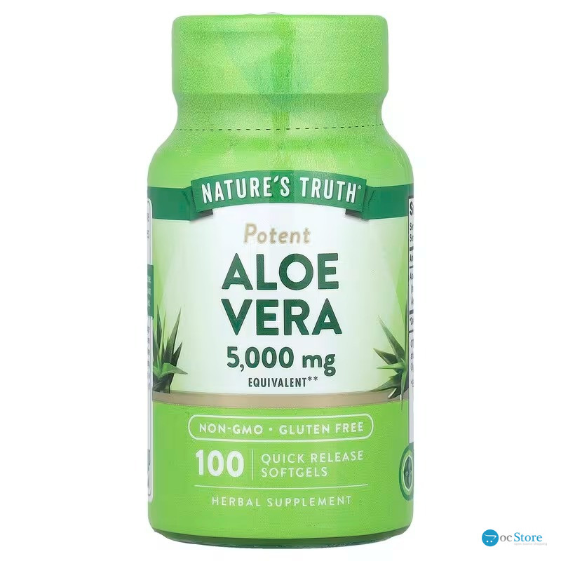 Алое Вера, Aloe Vera, Potent, Nature's Truth, 5000 мг, 100 гелевих капсул швидкого вивільнення