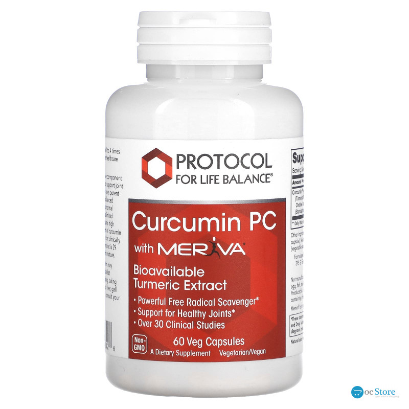 Фітосоми куркуміну, Curcumin PC With Meriva, Protocol for Life Balance, 500 мг, 60 вегетаріанських капсул