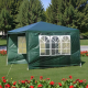 Садовий павільйон / альтанка / торговий тент (3x3x2,5 м) 4 стінки, з вікнами, Зелений