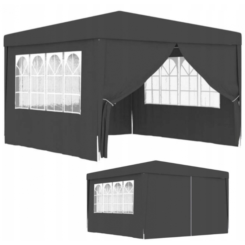 Садовий павільйон / торговий намет / альтанка Gordon (3×3х2,5 м) 4 стіни, з вікнами та захистом UV 50+ (Графітовий)