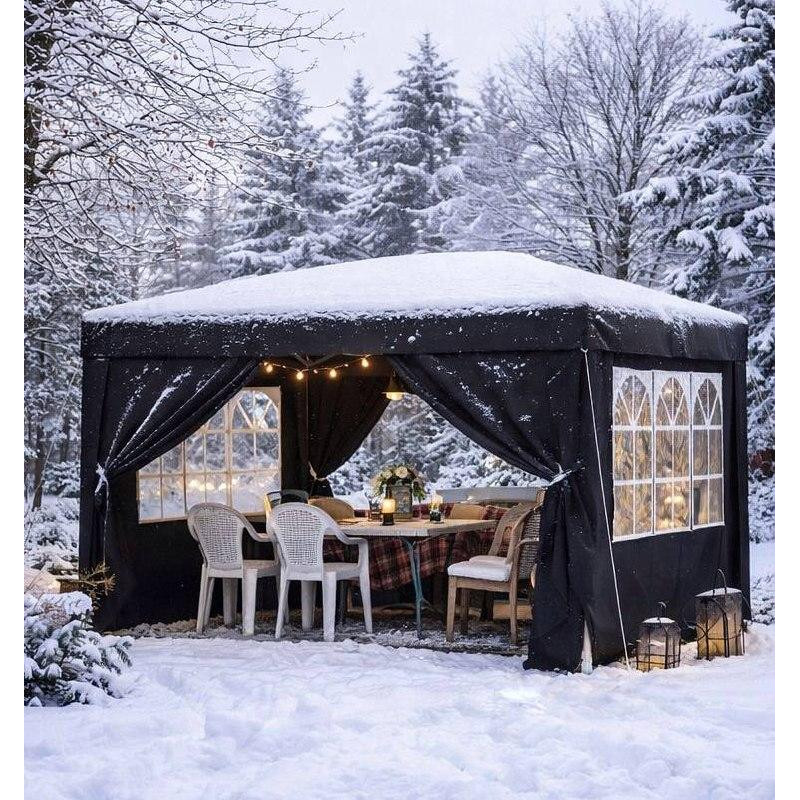 Садовий павільйон / торговий намет / альтанка Gordon (3×3х2,5 м) 4 стіни, з вікнами та захистом UV 50+ (Графітовий)