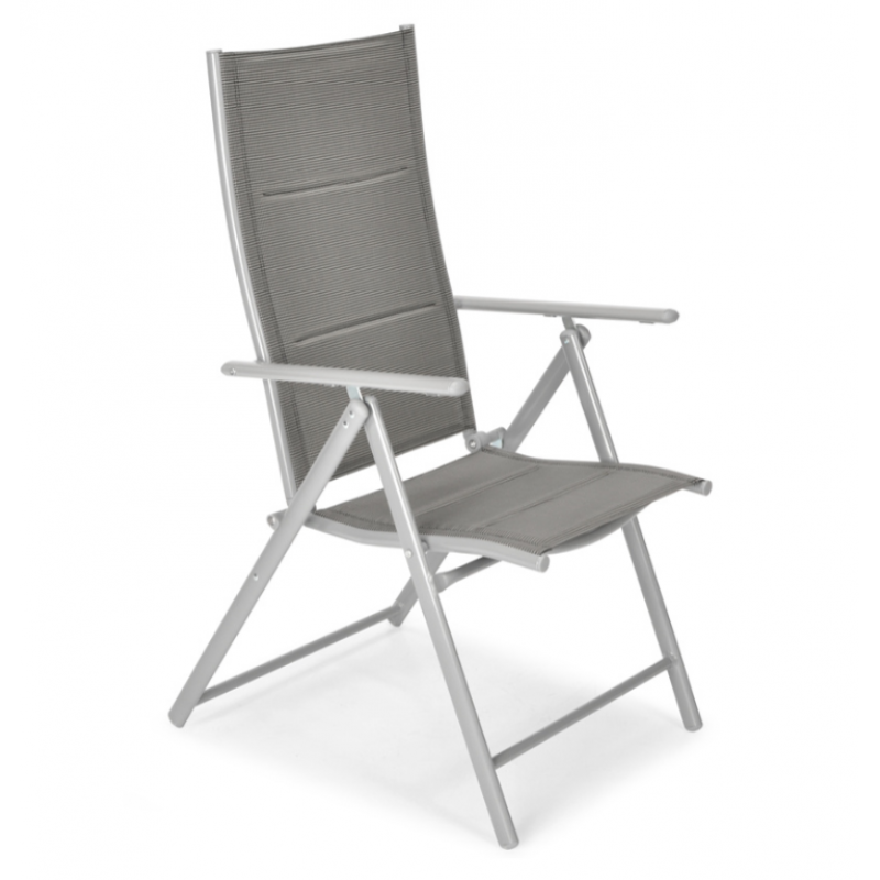 Складний садовий стілець MODENA eDomator алюмінієвий з регулюванням спинки, Срібний (Польща)