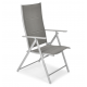 Складний садовий стілець MODENA eDomator алюмінієвий з регулюванням спинки, Срібний (Польща)