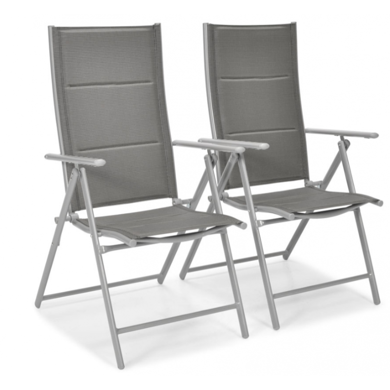 Складний садовий стілець MODENA eDomator алюмінієвий з регулюванням спинки, Срібний (Польща)