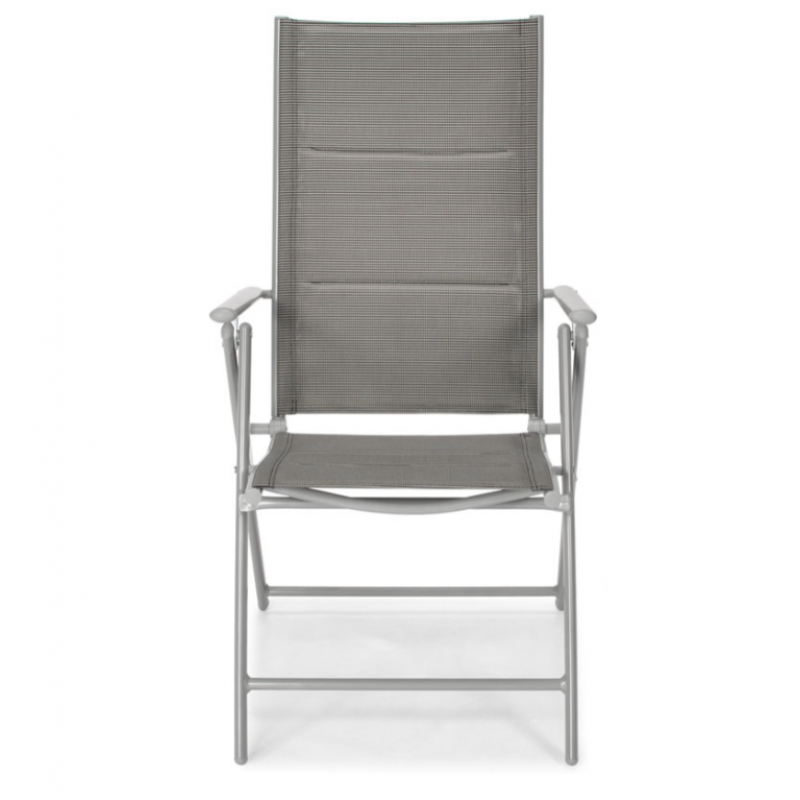 Складний садовий стілець MODENA eDomator алюмінієвий з регулюванням спинки, Срібний (Польща)