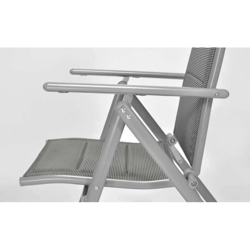 Складний садовий стілець MODENA eDomator алюмінієвий з регулюванням спинки, Срібний (Польща)