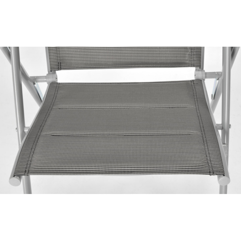 Складний садовий стілець MODENA eDomator алюмінієвий з регулюванням спинки, Срібний (Польща)