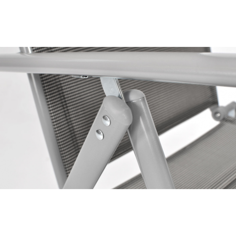 Складний садовий стілець MODENA eDomator алюмінієвий з регулюванням спинки, Срібний (Польща)