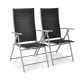 Складний садовий стілець MODENA eDomator алюмінієвий з регулюванням спинки, Срібно-чорний (Польща)