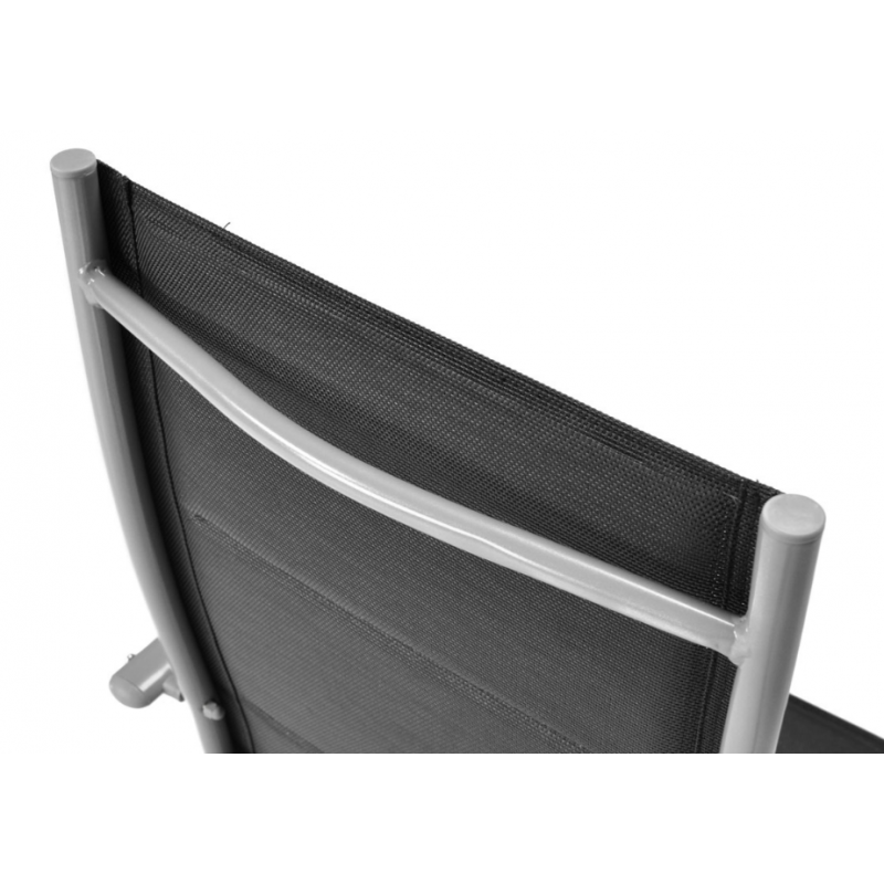 Складний садовий стілець MODENA eDomator алюмінієвий з регулюванням спинки, Срібно-чорний (Польща)