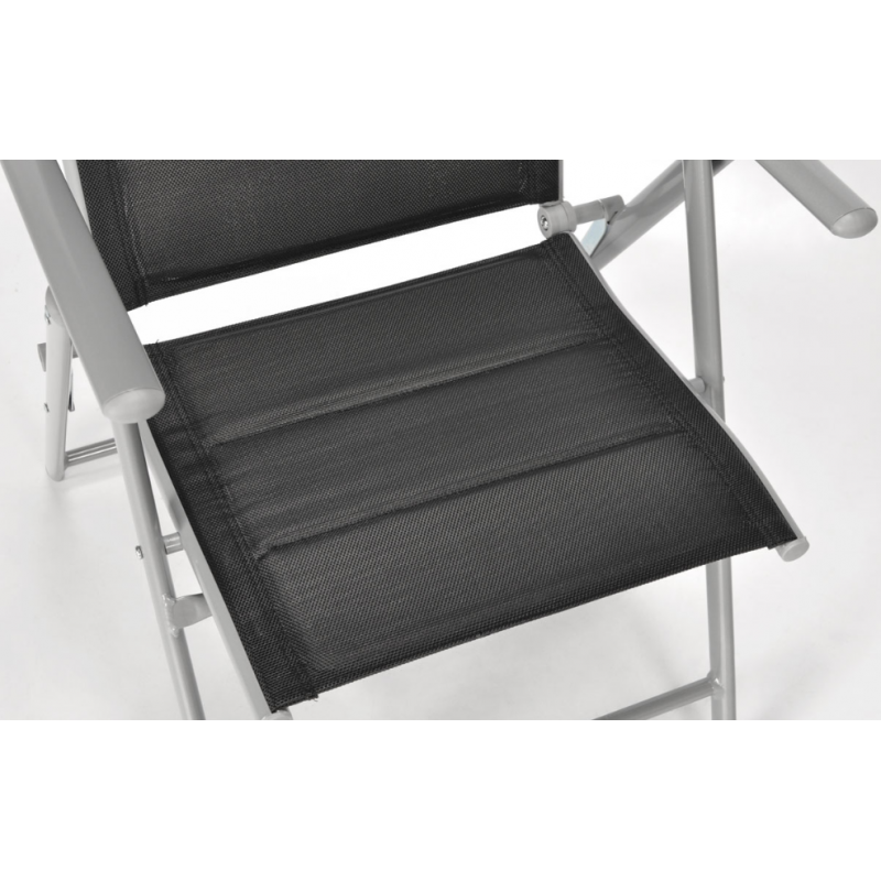 Складний садовий стілець MODENA eDomator алюмінієвий з регулюванням спинки, Срібно-чорний (Польща)