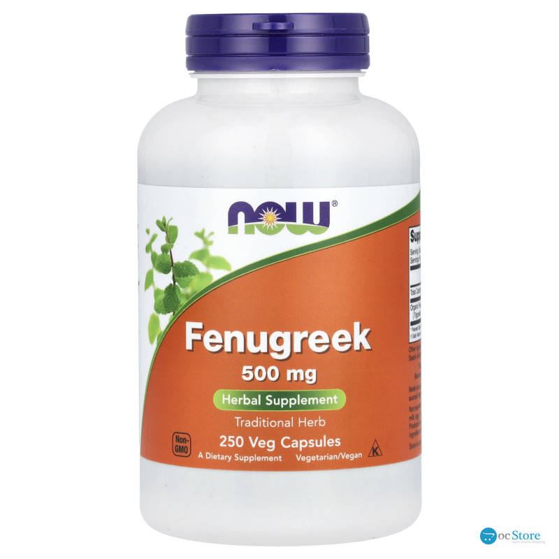 Пажитник, Fenugreek, NOW Foods, 1000 мг, 250 рослинних капсул (500 мг у капсулі)