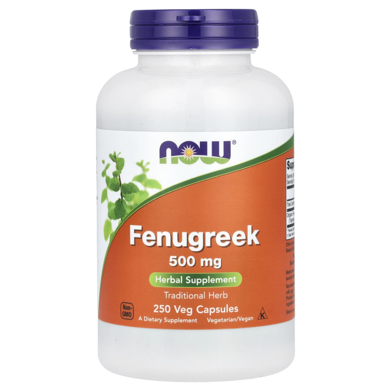 Пажитник, Fenugreek, NOW Foods, 1000 мг, 250 рослинних капсул (500 мг у капсулі)