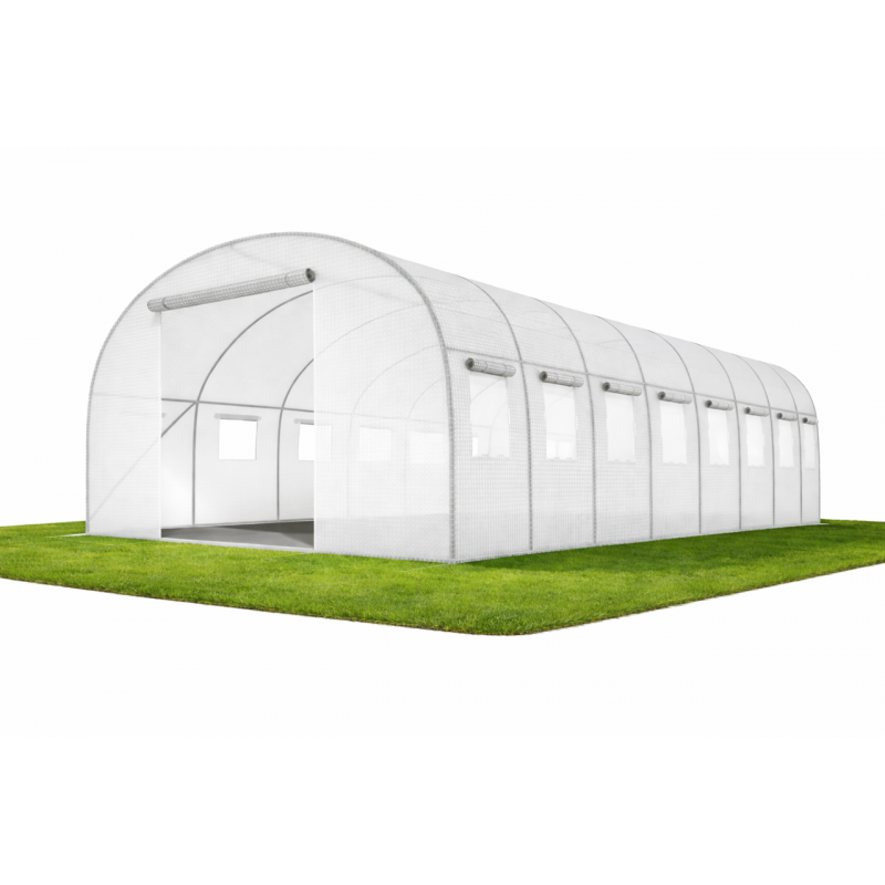 Садова теплиця 24 м² (8 х 3 х 2 м) з армованою плівкою UV-4, з вікнами, Прозора (Польща)