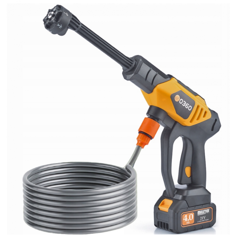 Акумуляторна мийка високого тиску MAJSTER PRO MP-0360 1000 Вт 60 бар, 2 АКБ 4Ah, піногенератор (Польща)