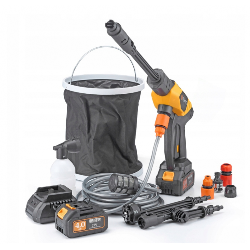 Акумуляторна мийка високого тиску MAJSTER PRO MP-0360 1000 Вт 60 бар, 2 АКБ 4Ah, піногенератор (Польща)