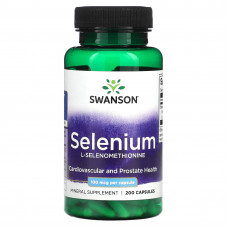 Селен (L-селенометіонін), Selenium, Swanson, 100 мкг, 200 капсул