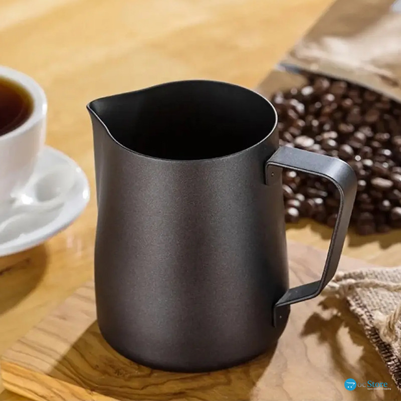 Питчер молочник для кофе Ecocoffeetools LH3560B с тефлоновым покрытием для взбивания молока с длинным носиком Black 350 мл