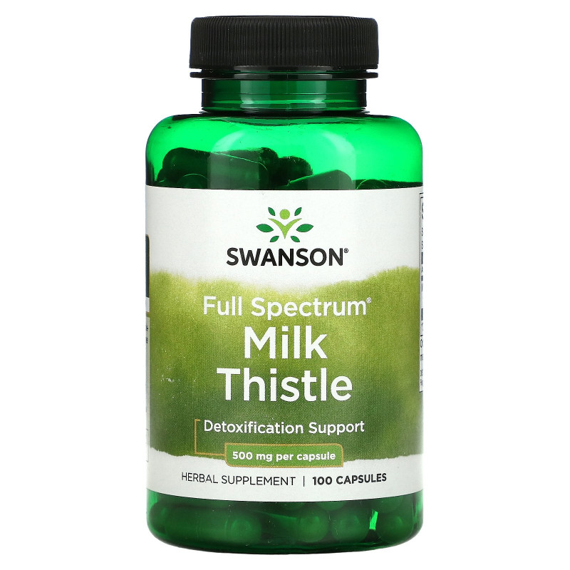 Розторопша плямиста, Milk Thistle, Swanson, 500 мг, 100 веганських капсул