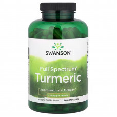 Куркума, Full Spectrum® Turmeric, Swanson, повний спектр, 1440 мг, 240 капсул (720 мг на капсулу)