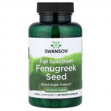 Пажитник, насіння, Fenugreek Seed, Swanson, 90 веганських капсул (610 мг на капсулу)