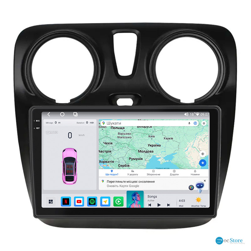 Штатная магнитола Lesko для Renault Sandero II ver 3 2013-2018 экран 9" 4/64 QLED CarPlay 4G Wi-Fi GPS 360 Prime