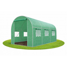 Садова теплиця 7 м² (3,5 × 2 × 2 м) з вікнами, армована плівка UV-4, Зелена (Польща)
