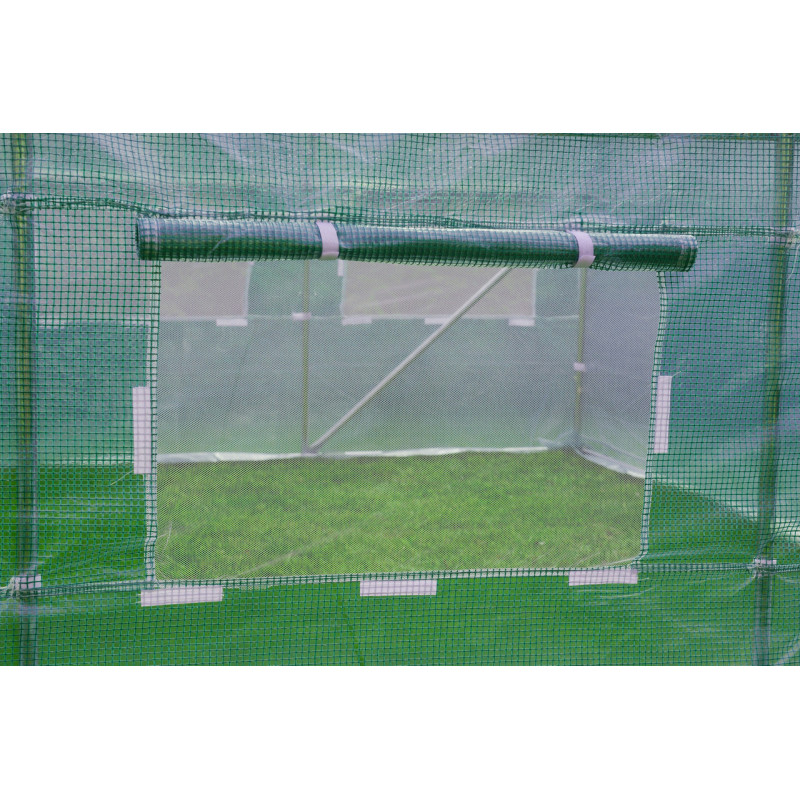 Садова теплиця 7 м² (3,5 × 2 × 2 м) з вікнами, армована плівка UV-4, Зелена (Польща)