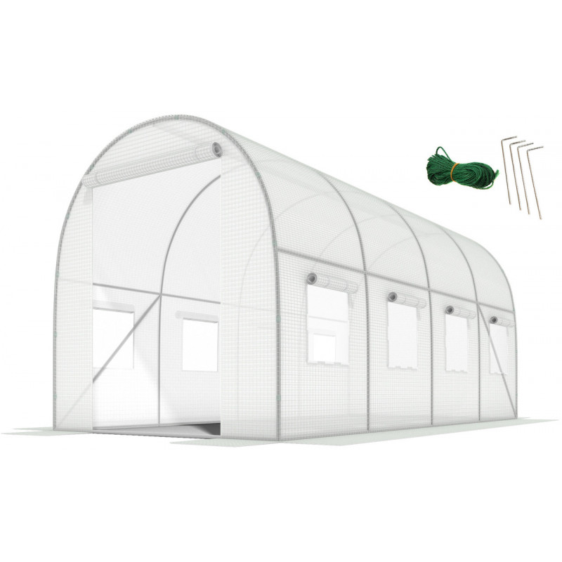 Садова теплиця 10 м² (4 х 2,5 х 2 м) з армованою плівкою UV-4, з вікнами, Біла (Польща)