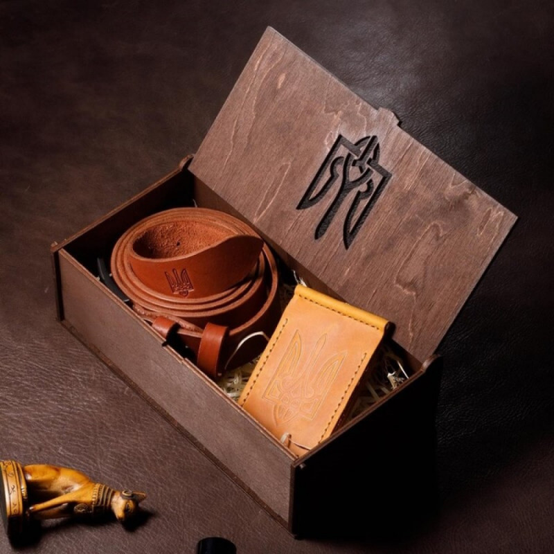 Подарунковий чоловічий набір з ременя Florida та затискача для грошей