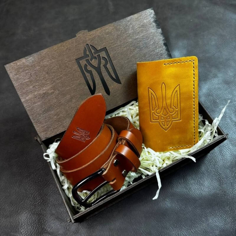 Подарунковий чоловічий набір з ременя Florida та затискача для грошей