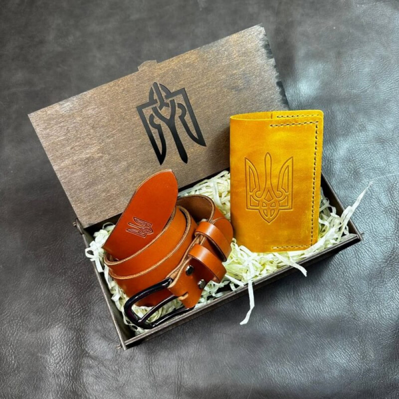 Подарунковий чоловічий набір з ременя Florida та обкладинки на паспорт
