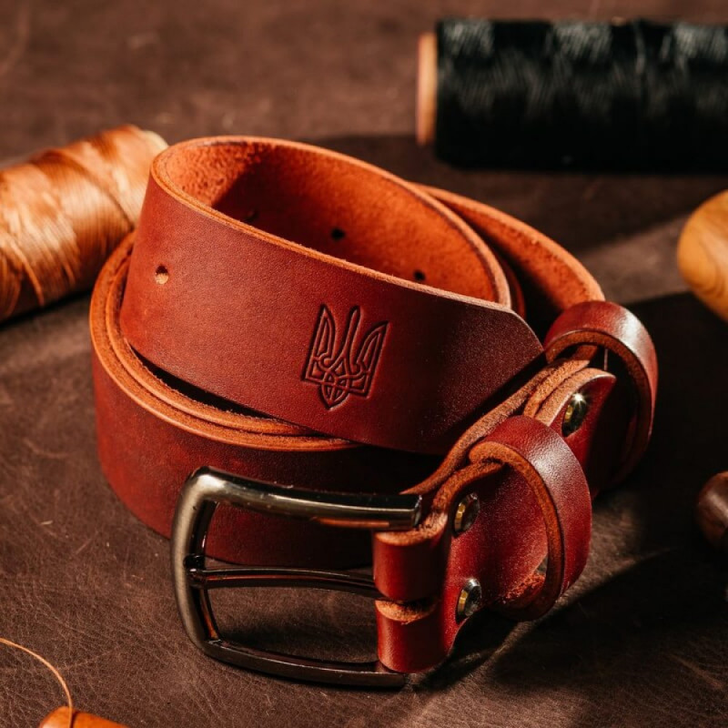Чоловічий ремінь Florida коричневий тризуб